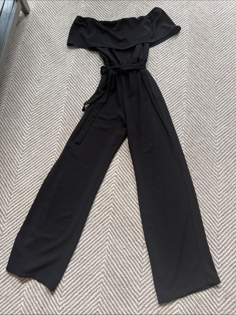 Charles Henry Black Off Shoulder Wide Leg Jumpsuit Size Small